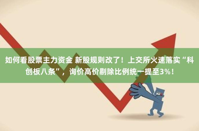 如何看股票主力资金 新股规则改了！上交所火速落实“科创板八条”，询价高价剔除比例统一提至3%！