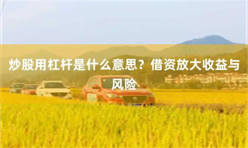 炒股用杠杆是什么意思？借资放大收益与风险